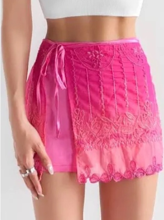 Free People Dresses & Skirts - Free People Hot Pink Embroidered Mini Skirt